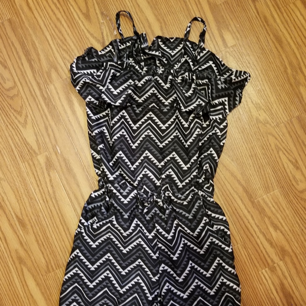 Black White Girls Romper Ruffle Off the Shoulder